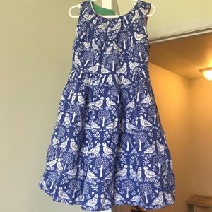 Mini Boden bird dress size 7-8